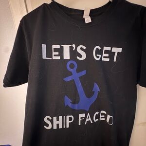 Black T-Shirt with Blue Anchor Graphic